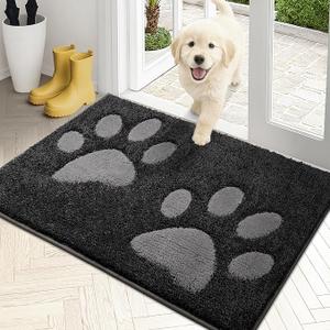 PURRUGS Dirt Trapping Door Mat 20" x 31.5", NonSkid/Slip Machine Washable Microfiber Entrance Rug, Shoes Scraper, Dog Doormat, Super Absorbent Floor Mat for Muddy Wet Shoes and Paws, Charcoal