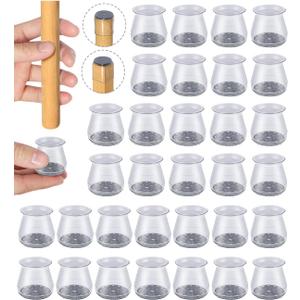 32pcs Chair Leg Floor Protectors,Bar stools Leg Protectors Caps,Dining Room Table Chair Leg Protectors for Hardwood Floors, Chair Leg Covers Silicone Felt Furniture Pads (Small fit: 0.9'' - 1.29'') (Universal Small, Clear-32pcs)