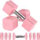 Hezeyferg 22LBS Adjustable Dumbbells Set, Adjustable Weight Dumbbells with 4 Levels 4.4lb, 6.6lb, 8.8lb, 11lb, Hand Weights Sets for Women/ Men Home Gym Full Body Workout (11LB Each (22LB Pair), Pink)