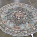 Washable Oriental Area Rug - 9ft Round Rugs for Living Room Soft Carpet for Bedroom Waterproof Floral Distressed Indoor Stain Resistant Non-Shedding Floor Carpets (Green, 9ft-Round)