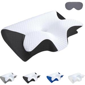 EDX Cervical Pillow for Pain Relief, Ergonomic Side Sleeper Pillow for Orthopedic Contour Support for Bed Sleeping, Memory Foam Orthopedic Pillow for Back Stomach Sleepers,Dark Gray