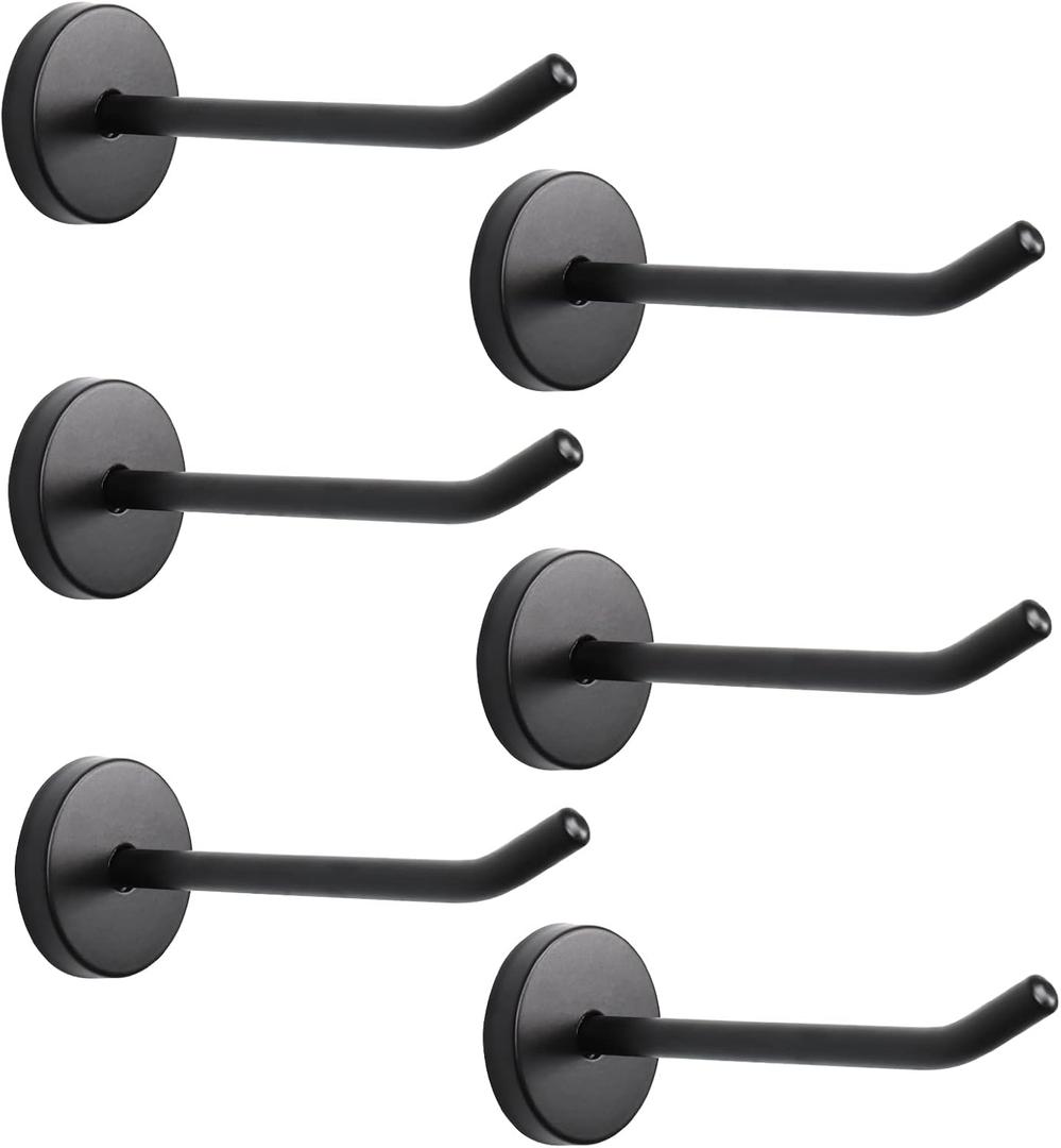 NearMoon Coat Hooks, Wall Mount Hooks for Hanging Hat Hurse Robe, 304 Stainless Steel Heavy Duty Towel Hangers for Bathroom Livingroom Hotel Kitchen Garage, 6 Pack (4 Inch, Matte Black)