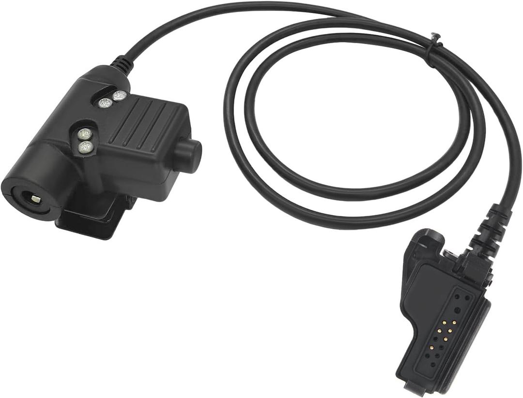HELETUL U94 Ptt Two Way Radio Headset Adapter Compatible for Motorola XTS2500 XTS5000 HT1000 Walkie Talkie(Black,Civilian Wired)