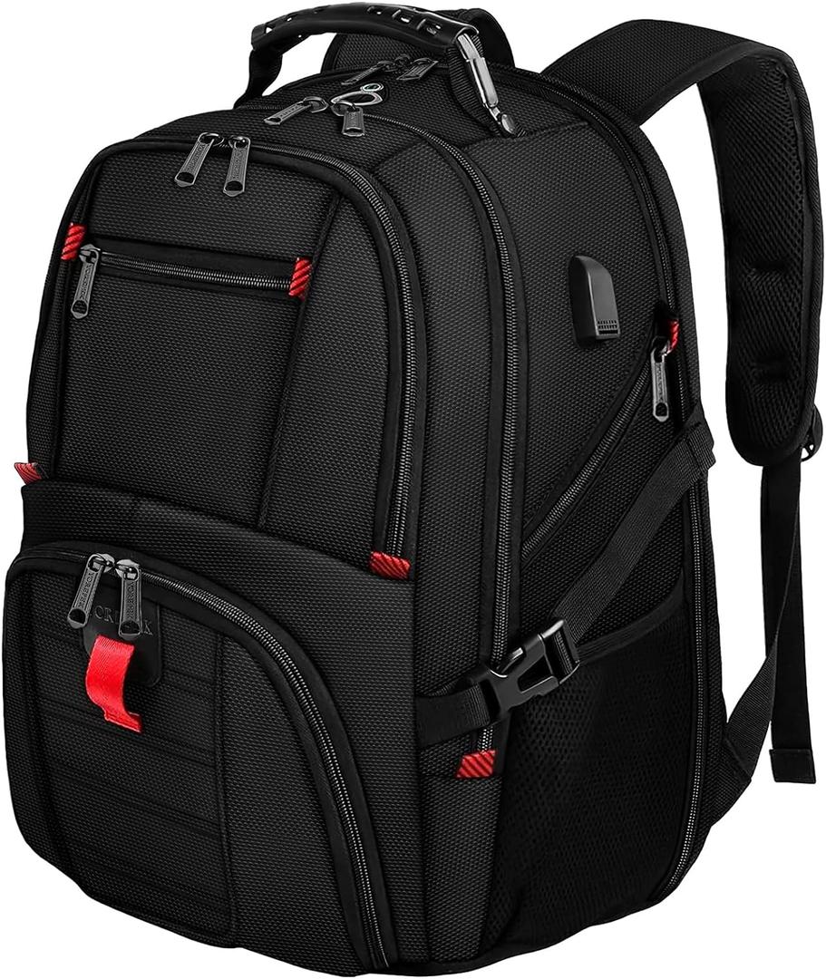 YOREPEK 18.4 Laptop Large Backpacks Fit Most 18 Inch Laptop with USB Charger Port,TSA Friendly Flight Approved Weekend Carry on Backpack with Luggage Strap for Men and Women, Black (18.4 inch, Black)