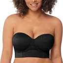 HSIA Strapless Bras for Women, Longline Bandeau for Large Bust Plus Size Supportive Corset Non Slip Convertible Bustier (34C, Lace Black)