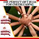 12 Pack Cheer Gifts Cheerleader Girl Hair Ties Bracelets with Organza Bags Elastic Glitter Bands Cheerleading Team Spirit Accessories Cheer Ponytail Holder for Girls Women Christmas Favor(Red)