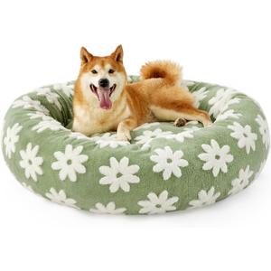 LE SURE Shown on TV Jacquard Donut Dog Beds Large Sized Dog,Green 36x36x8in
