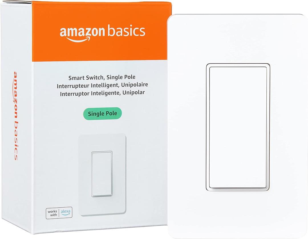 Smart Switch, Single Pole, Works with Alexa Only, 2.4 GHz Wi-Fi, No Hub Required, White