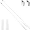 Bokon 2 Pieces White Fiberglass Blind Wand Vertical Blinds Stick Replacement with Hook and Handle for Window Opener Accessory(48 Inch)