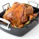 Chef Pomodoro Deluxe Large Carbon Steel Roasting Pan with U-Rack, 18.5 x 14.5-In (47 x 37 cm), Extra-Large, Grey – The Ultimate Solution for Flawless Roasts, BBQs, and Oven-to-Table Entertaining