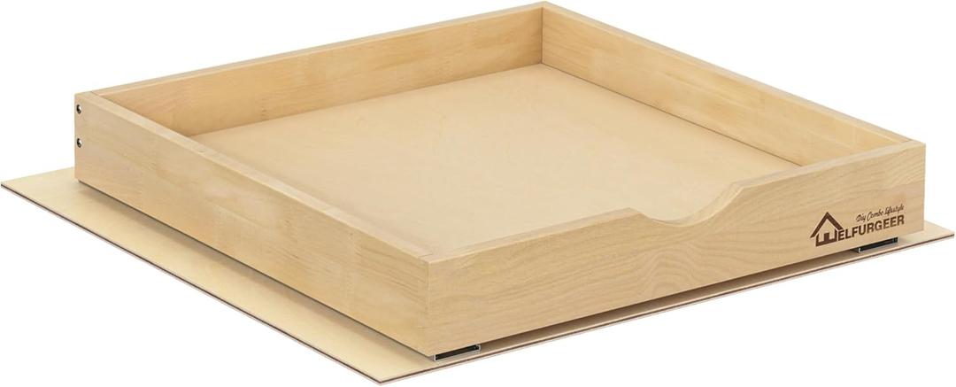 WelFurGeer Soft Close Pull Out Drawers for Cabinets, 20" W x 21" D Pull Out Cabinet Drawer with Heavy Duty Slides, Pull Out Cabinet Organizer, Cabinet Drawers Slide Out, Pull-Out Home Organizers (Natural Birch Wood 3'' H)