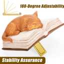 Cat Lover Gifts for Women Girl - Cat Book Figurines Book Lovers Gift with Bookmark Cats Decor for Women Cats Mom Sculpted Hand-Painted Resin Statue