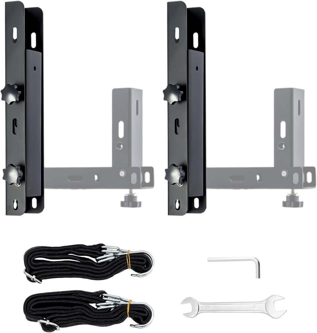 Side Mount Trailer Ladder Rack, Foldable Heavy Duty Steel Rack with Strap, 300LB Capacity for Open/Enclosed Cargo Trailer & Truck Walls, Garage & Shed Walls (2-PCS Black)