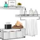 Floating Shelves for Wall, Wood Bookcases, Decor for Kitchen| Farmhouse| Bedroom| Laundry Room| Living Room| Bathroom, Hanging Storage - White