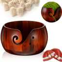 WILLBOND Wooden Yarn Bowl 6 x 3 Inches Crochet Bowl Accessories Holder with Holes for Mother Birthday Gift DIY Hand Made Knitting String Lovers Handmade Yarn Storage