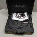 Vinyl Record Player 3-Speed Bluetooth Suitcase Portable Belt-Driven Record Player with Built-in Speakers RCA Line Out AUX in Headphone Jack Vintage Turntable