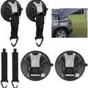 4 Pcs Heavy Duty Suction Cup Hooks, Car Camping Essentials Tie Down, Outdoor Strong Suction Cup for Camping Tarps RV Car SUV Awning Boat Tent Window Glass, Portable Suction Securing Hook