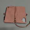 Defencase Compatible with iPhone 16 Case Wallet with RFID Blocking Card Holder for Women and Men, Fashion PU Leather Magnetic Snap Flip Zipper Strap Wallet Phone Case for iPhone 16 6.1", Rose Pink