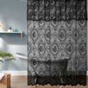 NOIR Gothic Shower Curtain with Black Valance. 36 Inch Goth Bathroom Decor. Black Vintage Shower Curtain. SH Black-Black 36 (36"W x 72"L (Pack of 1))