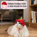 Cat Strawberry Hat, Soft Knit Bonnet, Red, M | Adjustable Ears, Party Head Wear, 2 PCS