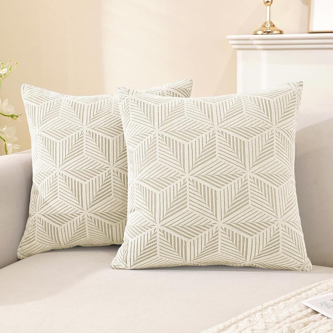 SYSLOON Decorative Throw Pillow Covers 18x18 Inch Set of 2,Pillow Covers for Couch Square Pillow Covers Home Decor Living Room Bed,Beige Yellow