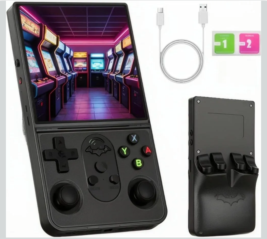 Donop R36 PROMAX Handheld Game Console, 4.0 Inch IPS Screen, Linux System, 64GB TF Card, Portable Retro Gaming Device with 4000mAh Battery