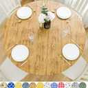 Vinyl Tablecloth Round Fitted Elastic Flannel Backing Cedar Wood Grain Pattern