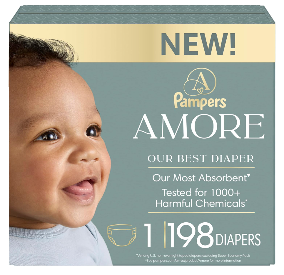 Pampers AMORE, Size 1, Our Best Diaper, 1 Pack (Count of 198)