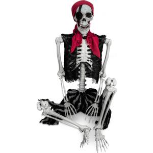 5.4ft Halloween Life Size Pirate Skeleton Realistic Human Full Body Skeleton Props with Movable Joints for Halloween Decoration Haunted House Indoor Outdoor Dcor (Pirate Style)