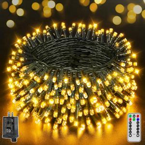 BrightChristmas 500 LED 164 FT Christmas Lights, Waterproof Outdoor String Lights with Remote and Timer, Christmas Tree Lights with 8 Modes Dimmable, Fairy Lights for Holiday Decor (Warm White)