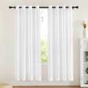 NICETOWN Sheer Curtains Panel 72" Long - Ring Top Window Treatment Sheer Voile Drapes for Bedroom/Living Room (White, Set of 2, W54 x L72)