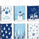 18 Pieces Christmas Snowflake Gift Bag Winter Wonderland Paper Party Goodie Bags with Snowflakes Snowman Deer Merry Christmas Decor for Winter Xmas Party Birthday Decoration 6.3 x 8.66 x 3.15 Inch