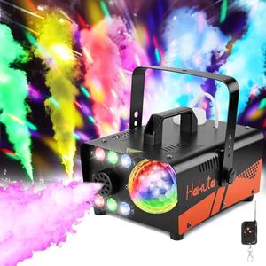 HAKUTA Fog Machine, 600W Smoke Machine with Disco Ball Light and LED RGB Lights, 2300 CFM Spray with Auto Spray Function, Great for Halloween, Christmas, Wedding, Stage Performance and Parties
