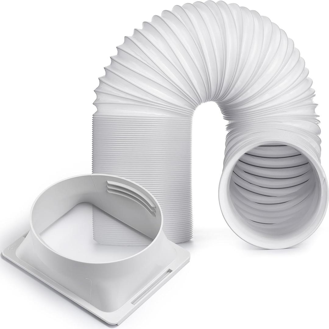 Outus 5.9'' Diameter 61'' Long Portable Air Conditioner Hose with Square Exhaust Hose Tube Adapter Portable Air Conditioner Ducting Parts