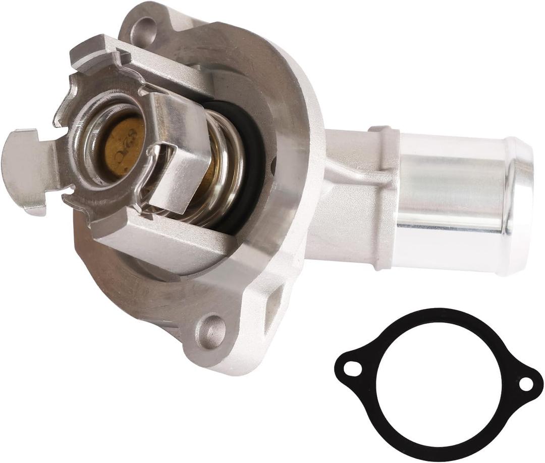 MITZONE Aluminum Engine Coolant Thermostat Housing Assembly Compatible with 2016-2019 Chevy Cruze 2018-2025 Equinox 2016-2022 Buick Encore 2016-2025 Malibu 2018-2025 GMC Terrain (528074526(Upgrade Aluminum))