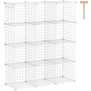 C&AHOME Wire Cube Storage, 12-Cube Storage Organizer Metal, C Grids Storage Bins Shelving, Modular Bookshelf Shelf, Closet Cabinet Ideal for Bedroom, Office 36.6L x 12.4W 48.4H White