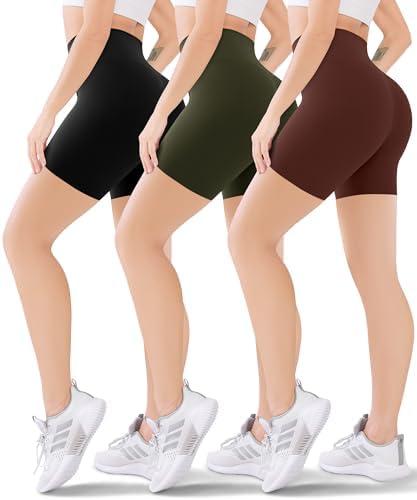 Blisset 3 Pack Women's Active Shorts - 3”/5”/8”High Waist Tummy Control No See -Through for Cycling Jogging Gym Workouts, XXL