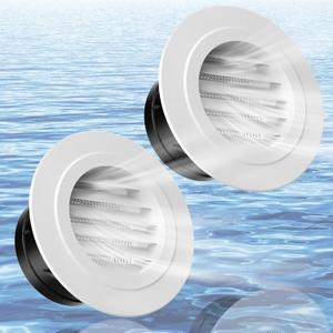 Soffit Vents 4 Inch - Exhaust Vent Exterior Round Vent Cover with Built-in Fly Screen Mesh - 2 Packs Air Vents ABS Louver Grille Cover for Bathroom Office Home Garage