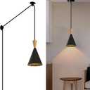 Modern plug in Pendant Light with cord, Adjustable chandelier hanging lamps that plug into wall outlet for Kitchen Island, Bedroom, Living room, Dining Room, Contemporary wall Dcor black (plus)
