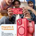 CANSHN Magnetic for iPhone 15 Case, Upgraded [Full Camera Protection] [Compatible with Magsafe] [Translucent Matte] Shockproof Protective Phone Case for iPhone 15 6.1" - Red