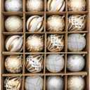 Christmas Ball Ornaments Set, 20ct 60mm Elegant White and Gold Assorted Christmas Tree Decorations, Shatterproof Christmas Tree Hanging Ornaments for Xmas Decoration