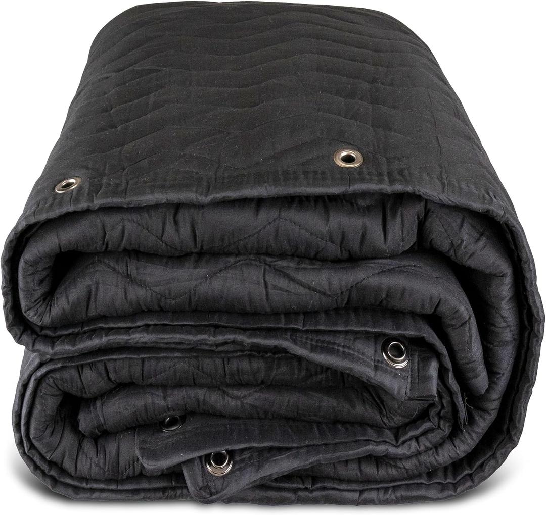 US Cargo Control 96" x 80" Extra Large Sound Dampening Blanket with Grommets, Light Blocking Acoustic Blanket for Wall Hanging and Studios, Machine Washable, 12LBS