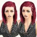 99J Red Pixie Cut Wig Human Hair Straight Lace Front Wigs Human Hair 13X4 Brazilian Pre Plucked Braided Wigs Human Hair Pixie Cut Wigs for Black Women Dark Red Burgundy Glueless Wigs 8 Inches