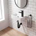 White Wall Mounted Ceramic Bathroom Sink, 14" x 7" Floating Vessel Sink, 14''x7'' Right