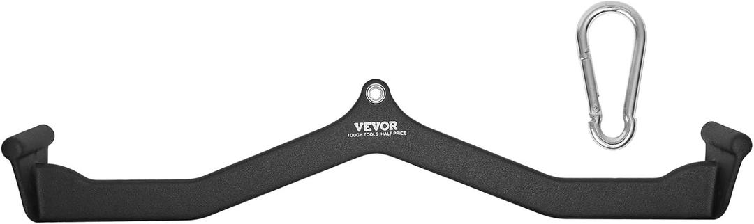 VEVOR LAT Pulldown Attachments, Cable Machine Rowing T-bar V-bar Tricep Pull Down Bar, Back Strength Training Rubber Coated Handle Grip, Bicep Curl Tricep LAT Pulldown Bar for Home Gym Fitness (33x4.5x6.7")
