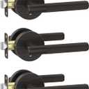 Amerdeco 3 Pack Oil Rubbed Bronze Door Handles Interior, Knurled Privacy Door Handles, Heavy Duty Door Lever for Bedroom or Bathroom, Reversible Keyless for Left Right Handed Doors AM0016