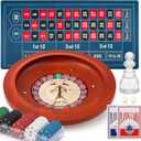 11" Roulette Wheel Set: Solid Roulette Wheel with 47.2 * 23.6 Roulette Table Layout Felt Mat 100pcs ABS Poker Chips Roulette Win Marker 2 Decks of Playing Cards Casino Game Sets