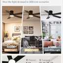 42 Inch Ceiling Fans with Lights and Remote,Outdoor Indoor Modern Flush Mount Ceiling Fan with 3CCT 6-Speed Quiet DC Motor,Black Small Low Profile Ceiling Fan for Bedroom Living Room Office