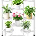 8 Tier Plant Stand Indoor Tall, Tiered Plant Stands Outdoor for Multiple Plants, Corner Metal Folding Flower Display Holders Rack Shelf for Living Room Balcony Garden, Cream White