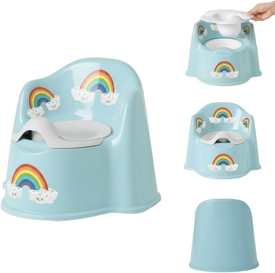Potty Training Toilet for Toddlers with Easy-Clean Removable Bowl, Built-In Splash Guard, Slip-Resistant Wide Base, Engaging Design, Includes Potty Training Chart - Lemon Littles